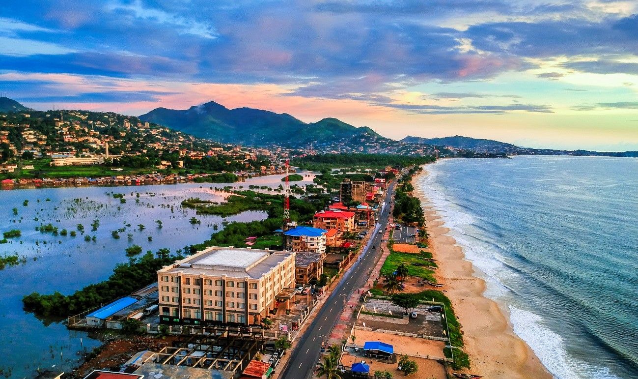 Arial view of Freetown, Sierra Leone